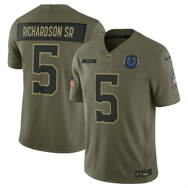 Men's Olive Indianapolis Colts #5 Anthony Richardson 2025 F.U.S.E Salute to Service Limited Stitched Football Jersey